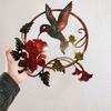 Metal Round Hummingbird Wall Sculpture, 3D Home Decor Art, Garden Ornament, Handmade Iron Craft