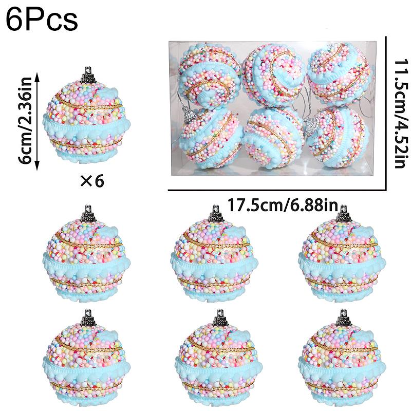 

6 шт./12 шт. Макарон Домашние подвесные шары Многоразовые Разноцветные Новогодние Рождественские шары Подвеска Рождественская елка 6 см A