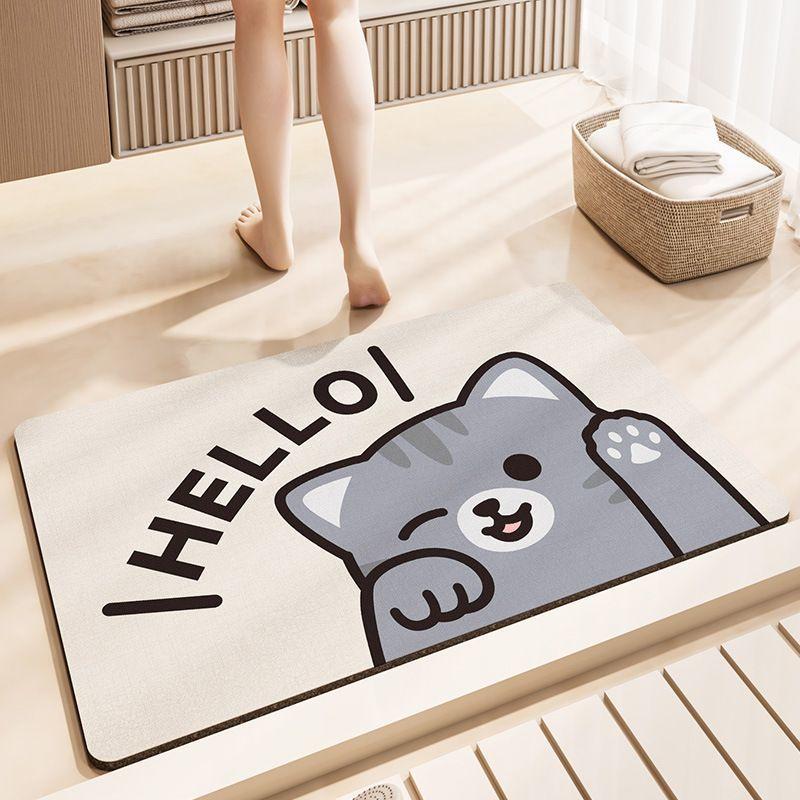 

Cute cat toilet floor mat bathroom non-slip absorbent toilet toilet diatom mud quick drying foot mat carpet 40X60cm 15.7X23.6in