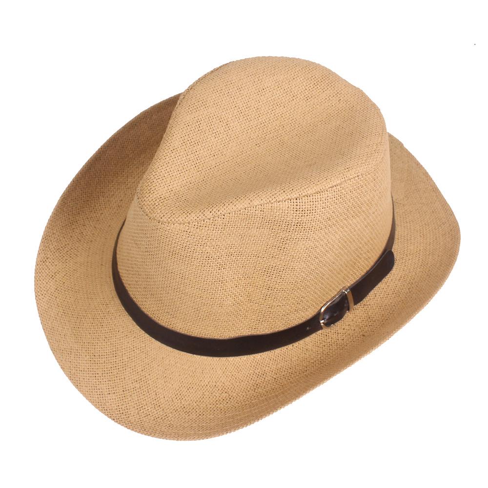 Unisex Solid Color Straw Jazz Hat - Outdoor Sun Protection for Men & Women