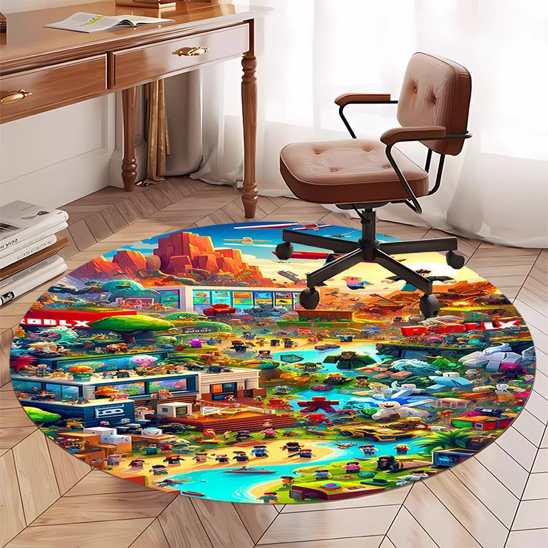 Roblox Printed Round Rug Carpet Chair Rug Area Rug Entryway Doormats,for Office Chair Living Room Bedroom Kitchen Room.