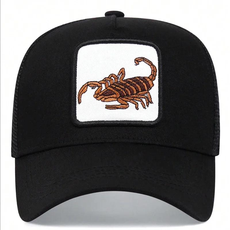 Unisex Scorpion Embroidery Baseball Net Caps Outdoor Adjustable Spring and Summer Casual Sunscreen Hat