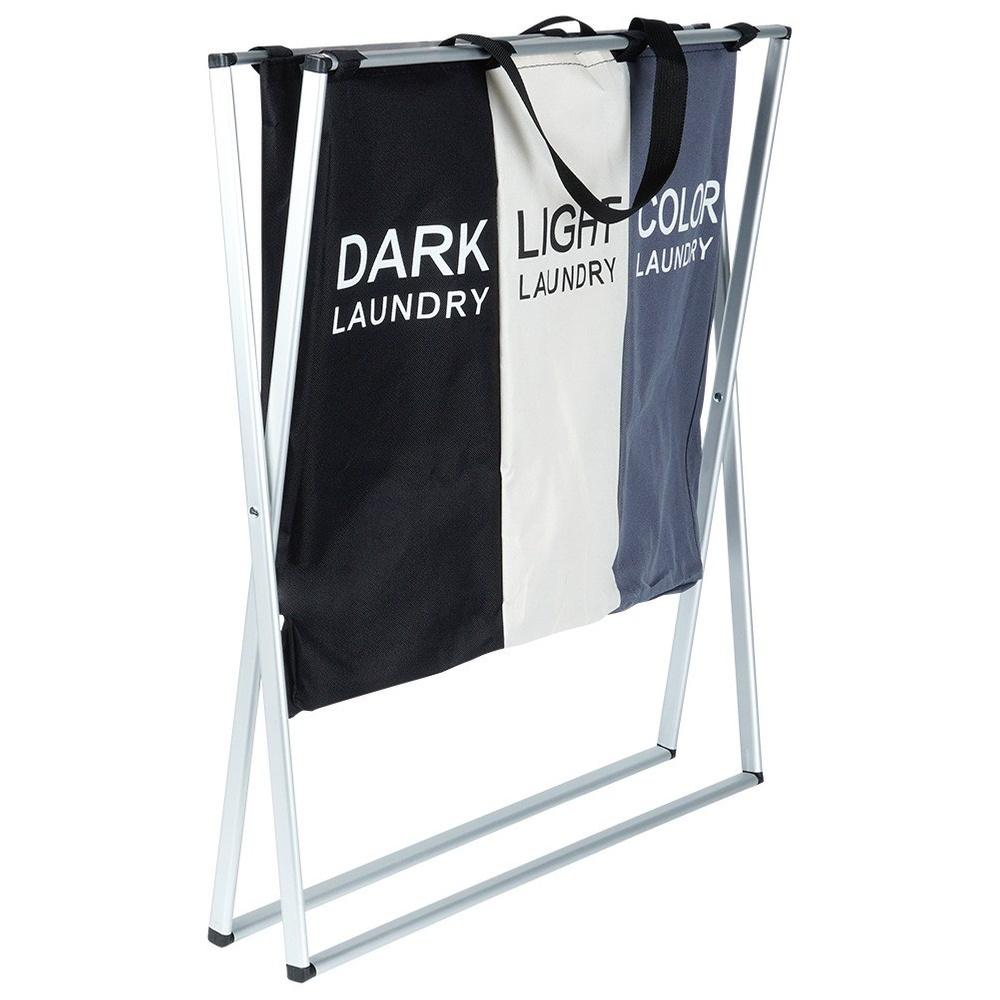 Foldable three-compartment laundry basket 105 l