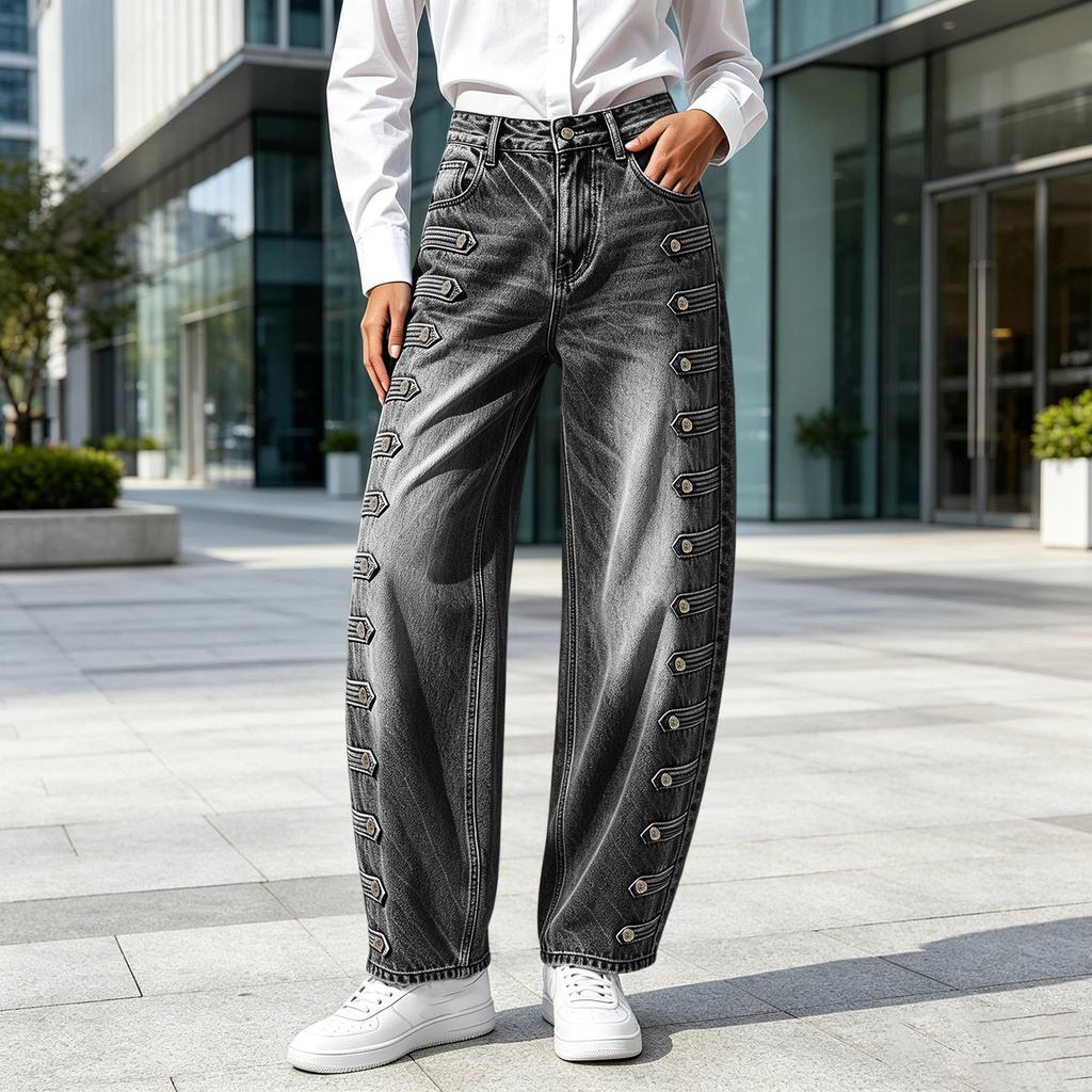 Women's Casual High Waisted Jeans Loose Fit Denim Pants for Everyday Wear