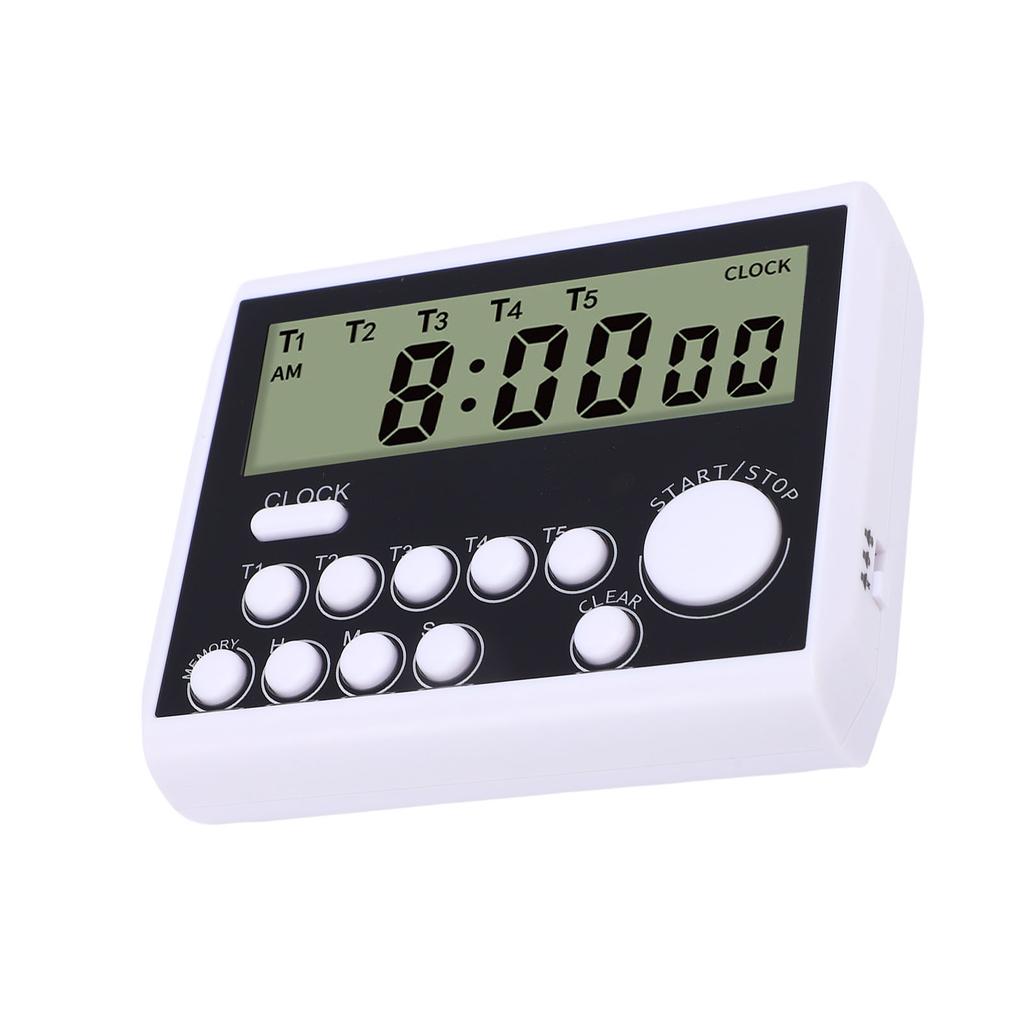 Digital Timer Battery Powered 5 Channels Digital Kitchen Timer with Clock for Baking Learning