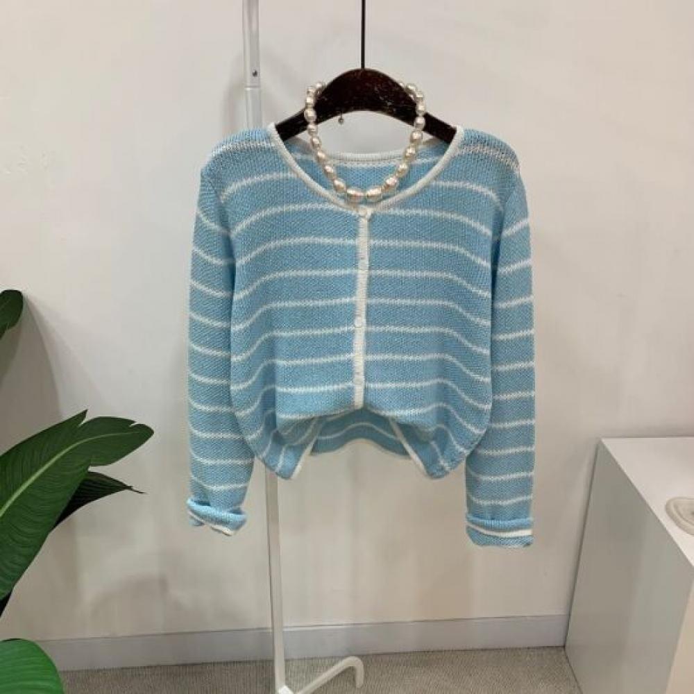 C S In The Room Cheo Color bloCk Stripe Long Sleeve Knit Cardigan 3ColorS