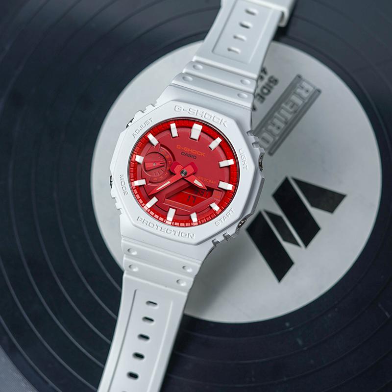 Casio Men Liquid Crystal/Analog Dual Display Series Red Watch GA-2100-4A-