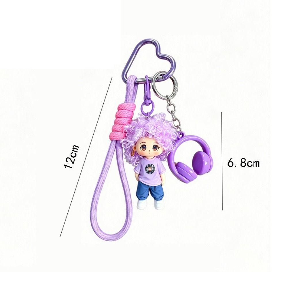 Dopamine Curly Hair Doll Keychain Cartoon Boy Key Chain Gift Cute Soft Doll Pendant Bag Charm