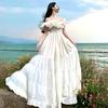 High-end Bohemian French Large Skirt Dress One-word Shoulder Rough Edge Design Gentle Vacation Style Long Dress