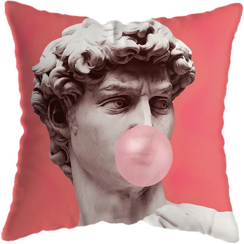 Huse de pernă pictură cu figuri amuzante europene clasice, husă de pernă, decor pentru casă, figură amuzantă suflând bule, huse de pernă