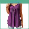 Elegant Women Ruffle O Neck Swing Tunic Blouses In Chic Button Sleeveless Design