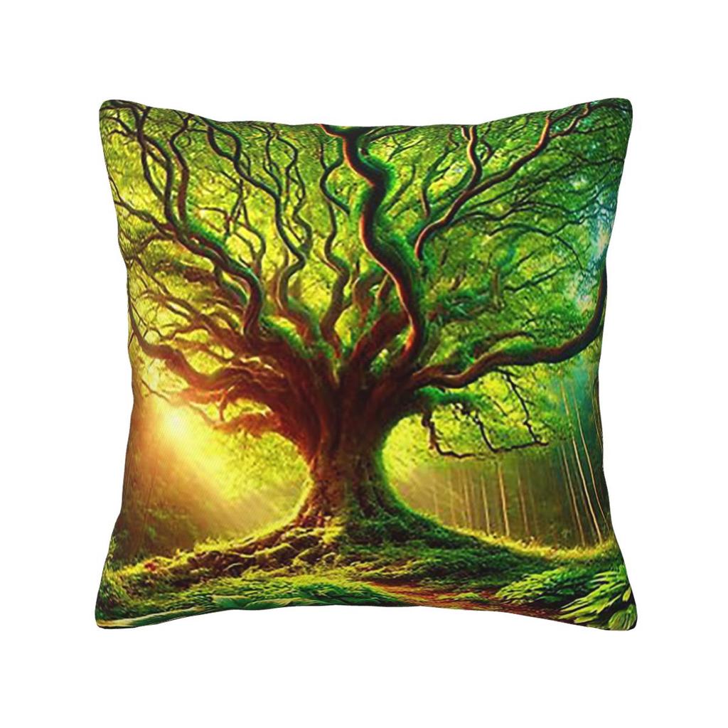 Magic Green Tree Square Pillowcase Cushion Cover Pillow Case Throw Pillow Cover for Home Sofa Living Room