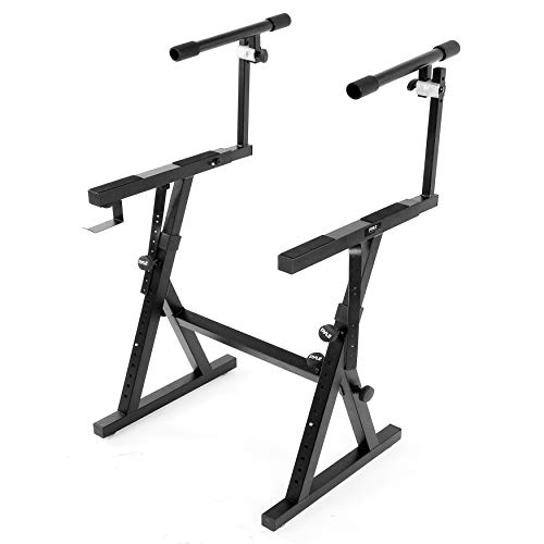 PYLE Heavy-Duty Portable Music Stand, Z-Shaped, Portable, Height-Adjustable, with Second Tier, Ideal for Digital Keyboards, Digital Pianos, and Home S