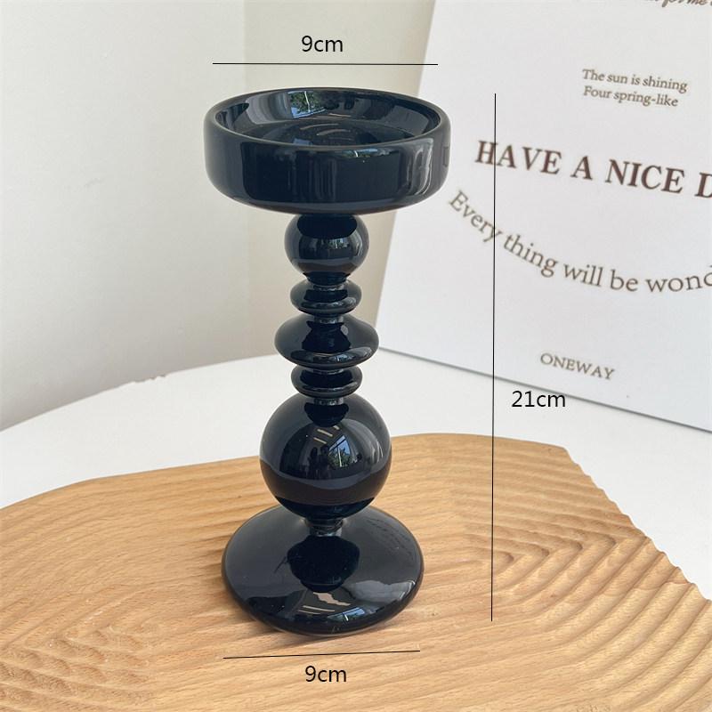 Nordic Black Glass Candle Holder: Luxurious Home Decor for Living Room Desktop