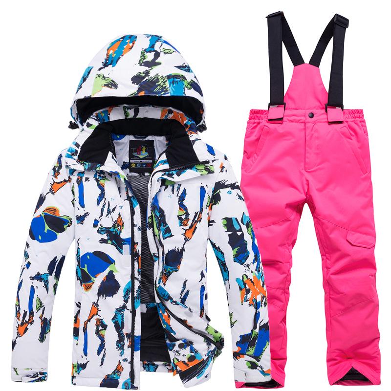 Children's Trendy Ski Suit Set - Warm Top & Pants for Boys and Girls Outdoor Sports