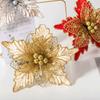 24cm Christmas Poinsettia Glitter Flower Hanging Xmas Party Tree Decoration