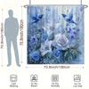 1Pc Blue Birds & Lilies Shower Curtain - Forget-Me-Nots Design, Polyester, 70.8X70.8", 12 Hooks, Washable, Elegant Bath Decor