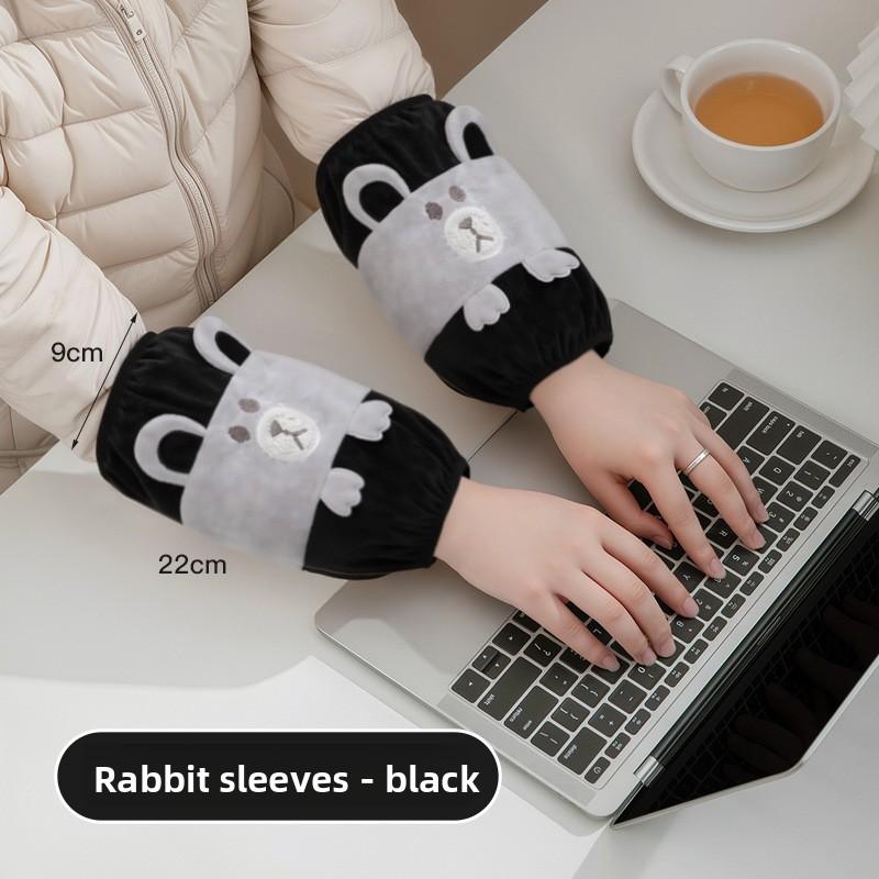 

Довгі, милі мультяшні плюшеві нарукавички для жінок, дорослих та студентів, Захисні від бруду рукавички, Офісна пухова куртка на осінь та зиму, Захист рукавів чорний
