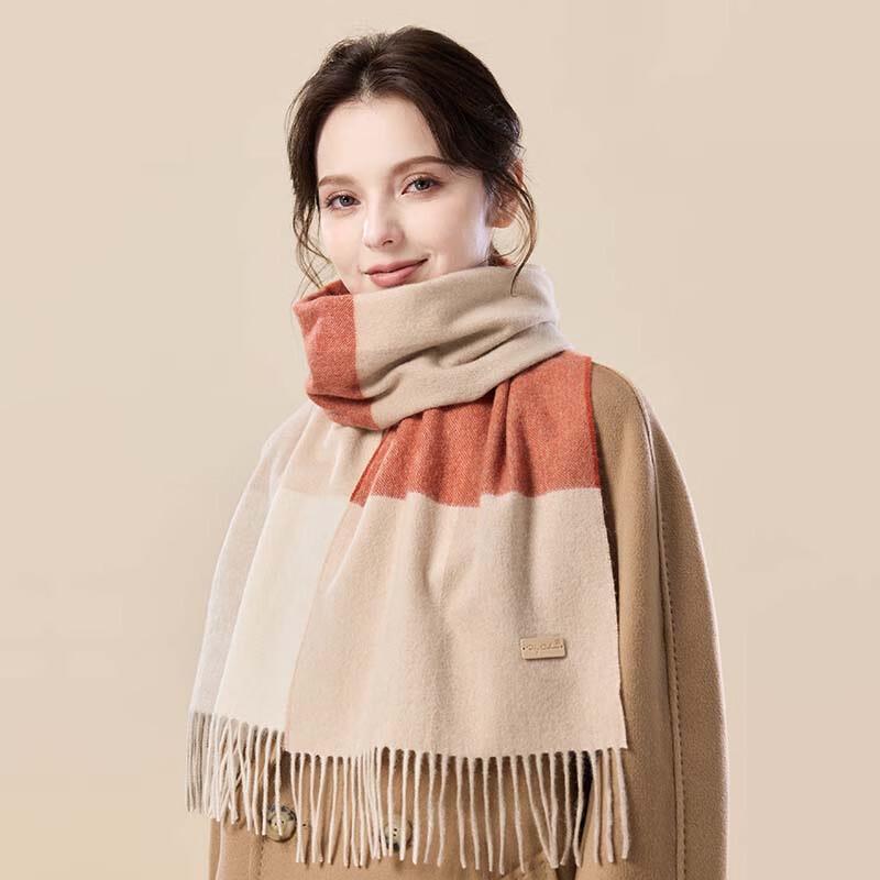 JIUMU Women's Cashmere Plaid Shawl Scarf