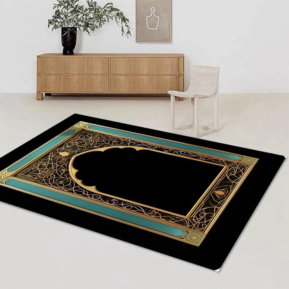 Islamischer Muslimischer Teppich für Wohnzimmer Schlafzimmer Nachttisch Bodenmatte Zuhause Lounge Dekoration Saugfähig Anti-Rutsch Fußmatte Gebetsteppiche