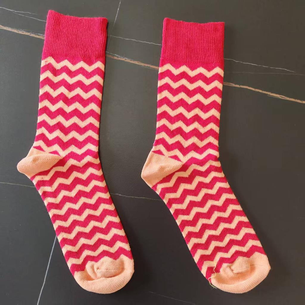 Japanese Wave Stripes Cotton Socks Women Solid Color Ankle Boot Styling Harajuku Christmas Girlfriend Gift Pink Yellow Cute