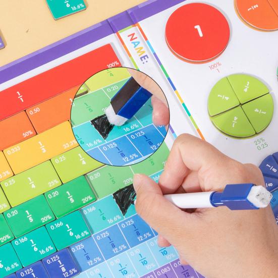 Magnetic Fraction Tiles Circles Book with Pen Percentage Decimal Fraction Learning Math Manipulatives Elementary Students Teaching Aid Educational