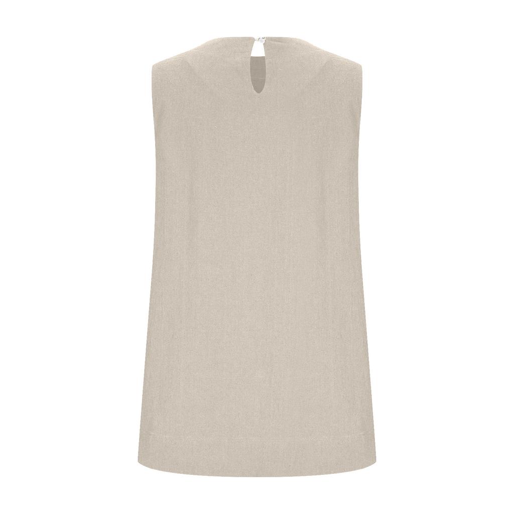 Canotta Estiva da Donna Oversize Monocolore Retro Casual in Lino Monocolore Senza Maniche Girocollo Morbida e Traspirante