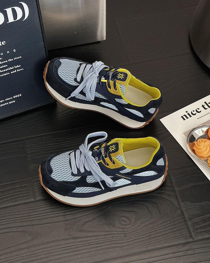 Leather German training shoes women's 2025 new mesh breathable platform casual sports board shoes comfortable and versatile Forrest Gump shoes tide