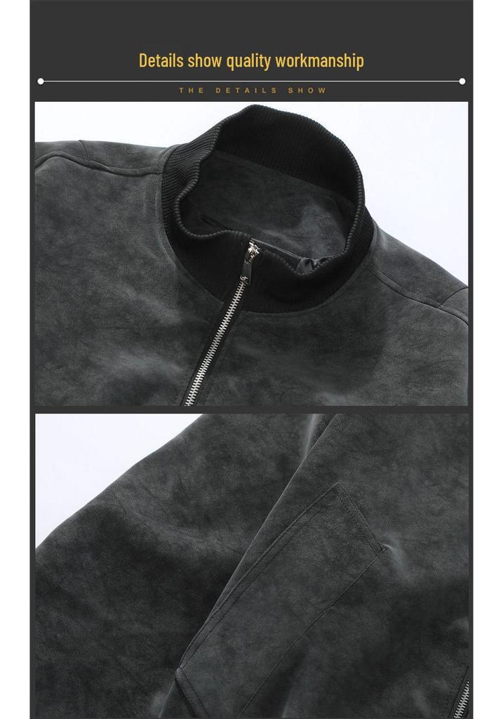 Unisex American-Style Bomber Jacket, Autumn/Winter High-End Stand-Up Collar Streetwear Baseball Jacket JK032