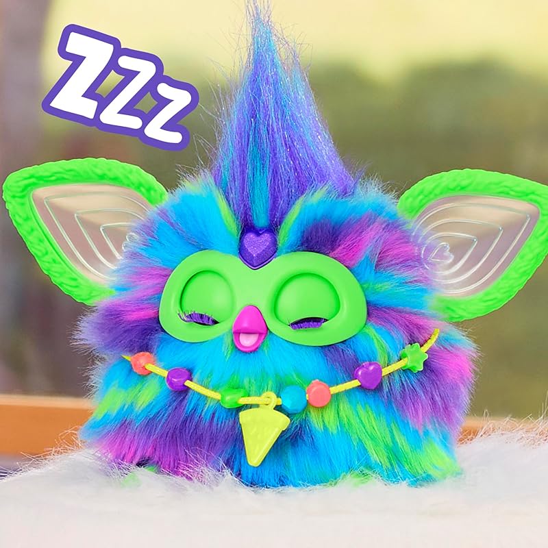 Hasbro Furby Aurora Glow-in-the-Dark, Voice-Activated Interactive Toy for Boys and Girls Ages 6+ with 15 Fashion Accessories, Animatronic, Motorized