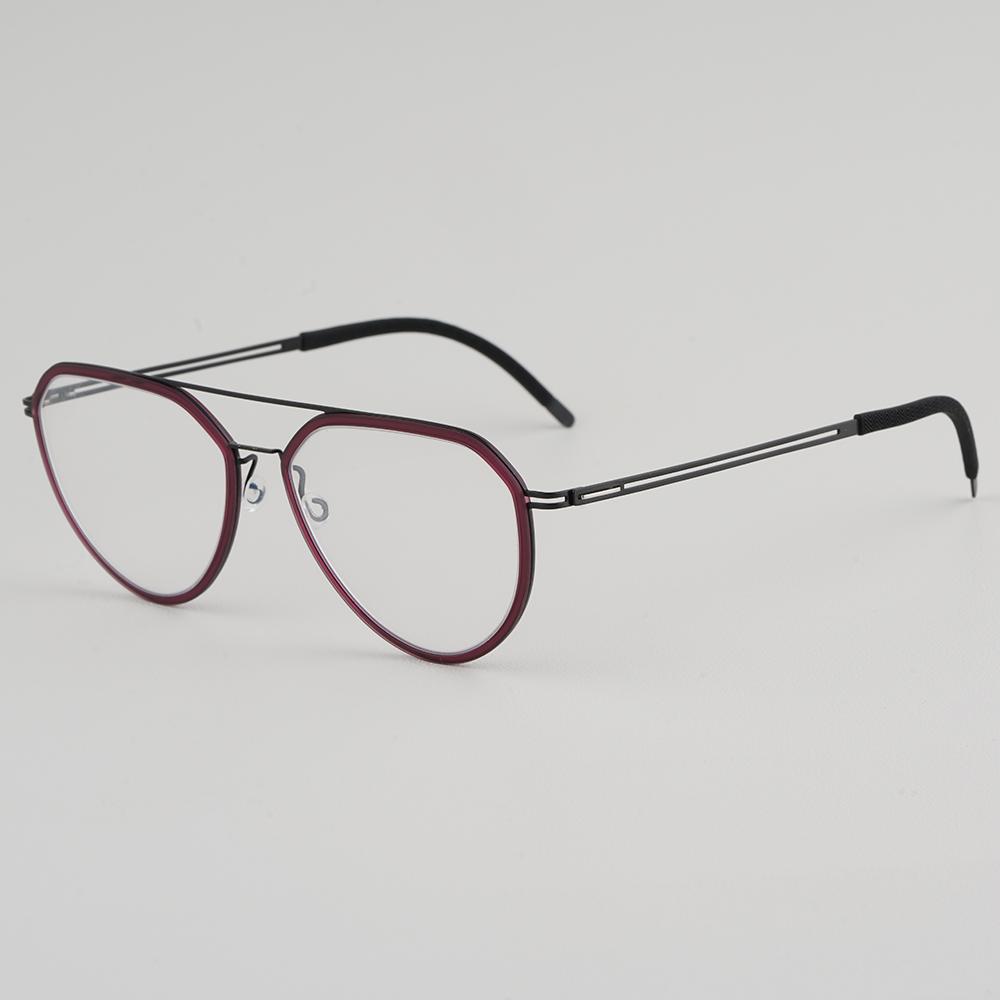 Fashion Mens Pilot Ultralight Eyeglasses Quality Titanium Screwless Glasses Frame Women Double-Beam Spectacles Handmade Eyewear чёрный