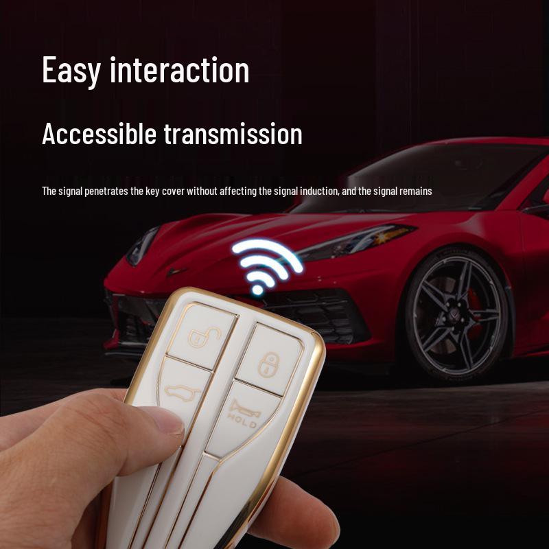 FAW Hongqi HS5 HS7 Key Case: Women's Hot Selling Soft TUP Rubber with Gold Edge H9 Car Protective Shell