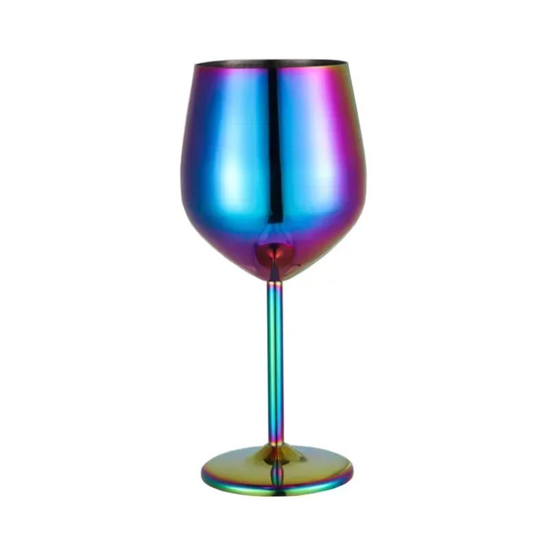Sklenice na víno z nerezové oceli 18oz velkokapacitní poháry na víno Nerozbitné sklenice na víno z růžového zlata KTV Bar Party Cocktail Glass