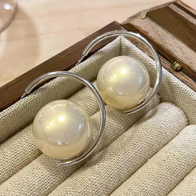 Französische Retro Große Perlenstecker - Hochwertige Silbernadel Übertriebener Ohrschmuck Trend für Damen