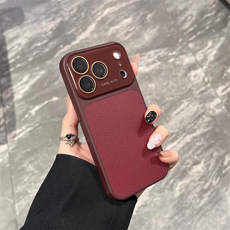 

Retro Lychee Texture Drop-Proof Case for Apple 16 Pro Max, Fits 14/15 Pro 14 Pro (No Packaging)
