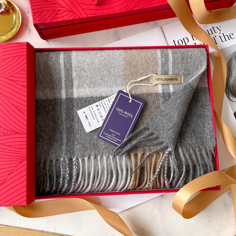 Gray Narrow Version Cashmere Water Ripple Couple Scarf Men's Scarf Women's Winter Warm Boyfriend