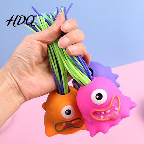Screaming Demon Toy Hair Pulling with 6 Sound Effects Stress Anxiety Relief Colorful Plucking Devil Sensory Fidget Party Favors Kids