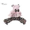 Honden Overalls Jumpsuit Ronde Hals Ruches Zoom Bloemenprint Huisdier Strik Romper Benodigdheden