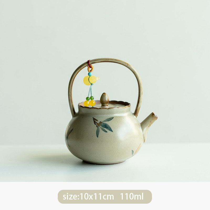 Chinese Hand-painted Butterfly Orchid Ceramic Teapot Small Capacity Handmade Tea Pot Beauty Tea Infuser Kettle Household Tea Set