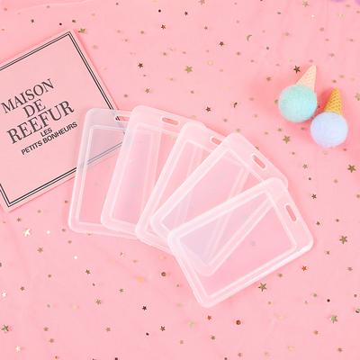 1pc PP Clear Id Credit Card Holder Waterproof Protective Cover Case Student ID Meal Card Bank Bus Badge Card Clip Holder Bag