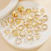 26 Pcs/Set Vintage Irregular Geometric Finger Rings for Women Minimalist Exaggerated Hollow Twist Thick Open Rings Punk Jewelry