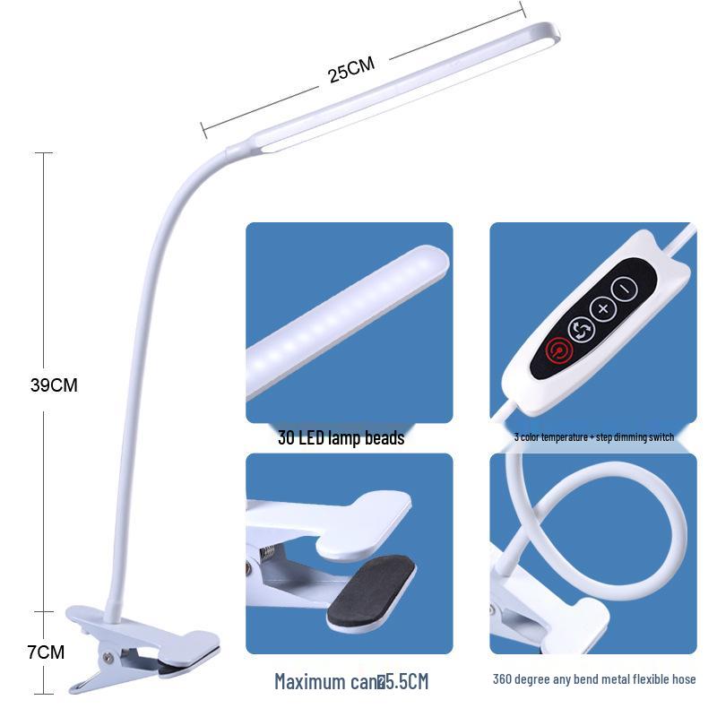 USB LED Clip-On Eye Protection Desk Lamp for Reading and Writing (Customizable)