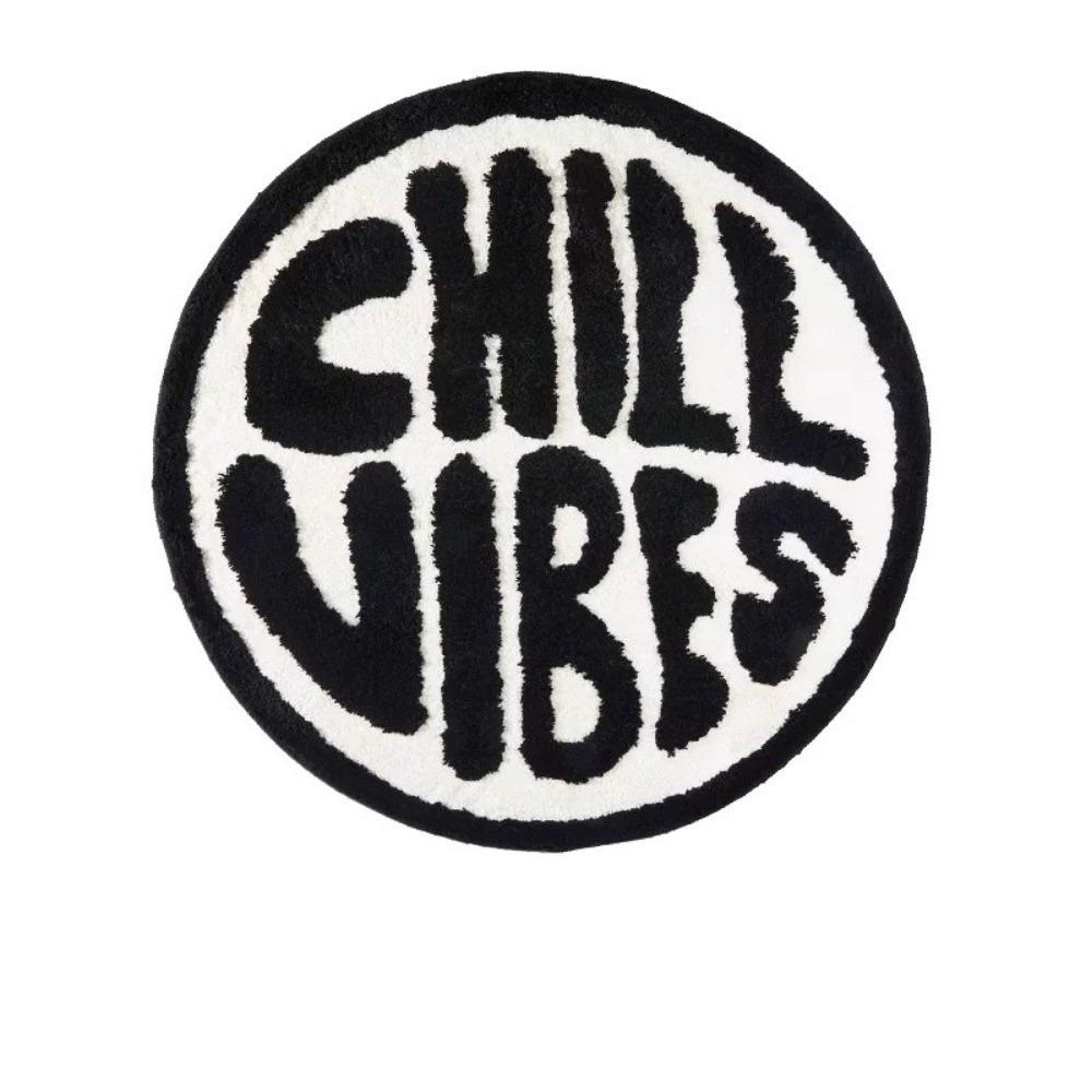 Weicher 3D Runder Teppich Kaschmir 60x60cm Schlafzimmerteppich Buchstabenmuster Hochabsorbierend Flauschige Kreismatte Wohnzimmer