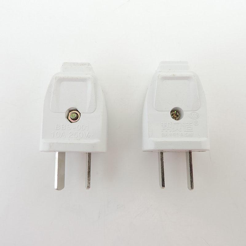 5pcs US AU Plug 2 Flat Pin DIY Replacement Rewireable Wall Power Plug Adapter AC 100V 220v 250V 10A White Color
