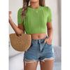 Spring Summer Women's Casual Twist Short Sleeve Holiday Short Cord Knitwear
