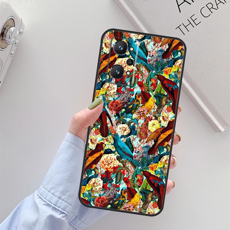 

Garden Birds Vintage Tropical FLORAL For Realme C61 C75 C55 C51 C21Y C25S C67 C53 13 12 10 11 14 Pro Plus GT 6T 6 5 GT7 Pro Case Realme 12 Pro