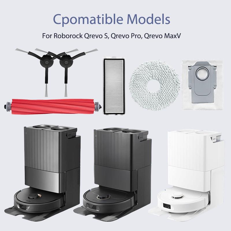 For Roborock Qrevo S Qrevo Pro Qrevo MaxV Robot Vacuum Parts Main Roller Side Brush Hepa Filter Mop Pad Cloth Dust Bag Accessory