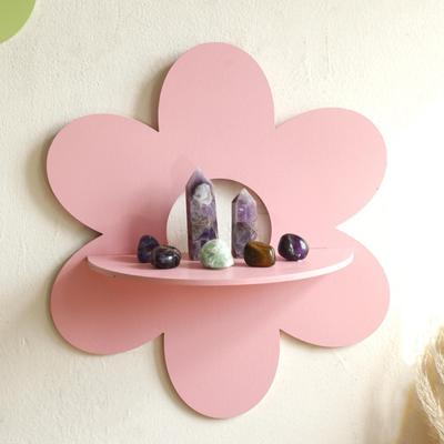Supporto da parete a forma di fiore, mensola per piante appese, supporto in legno per decorazione della stanza, camera da letto