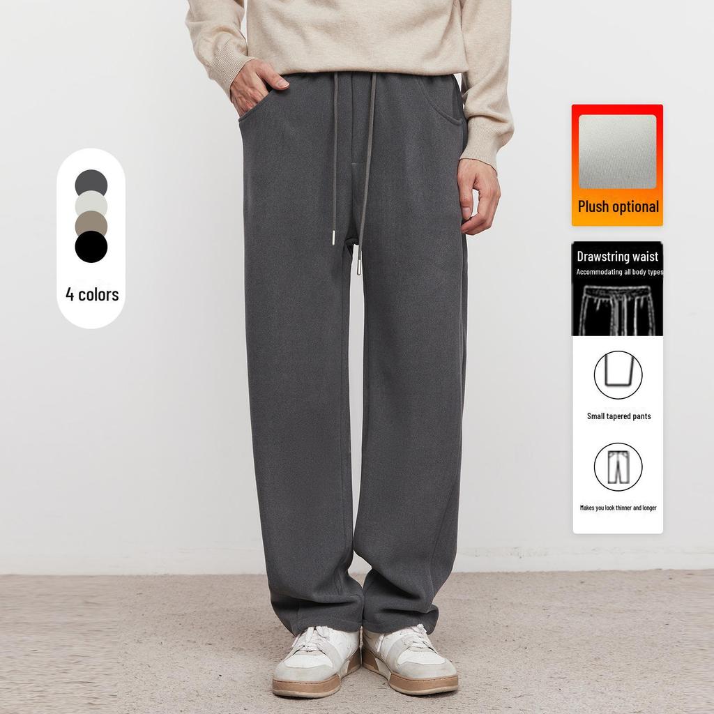 Yizhi Men's Thickened Casual Straight Pants for Autumn & Winter 2024