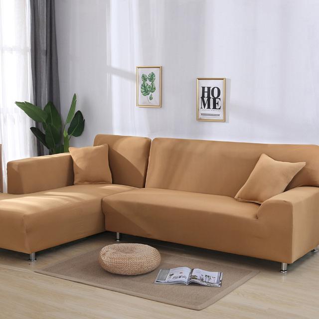 Sofa Cover Spandex Solid Color Elastic Sofa Cover For Living Room 1 /2 /3 /4 Set Seater Sectional Corner Slipcovers Sofa L Shape